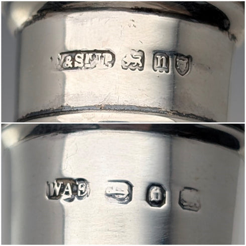 1900年頃 英国アンティーク 純銀スクリュー蓋 ガラスボトルペア