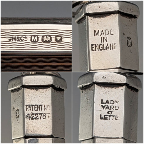 1947年英國Yard-O-Lette純銀六角形推拉式迷你鉛筆