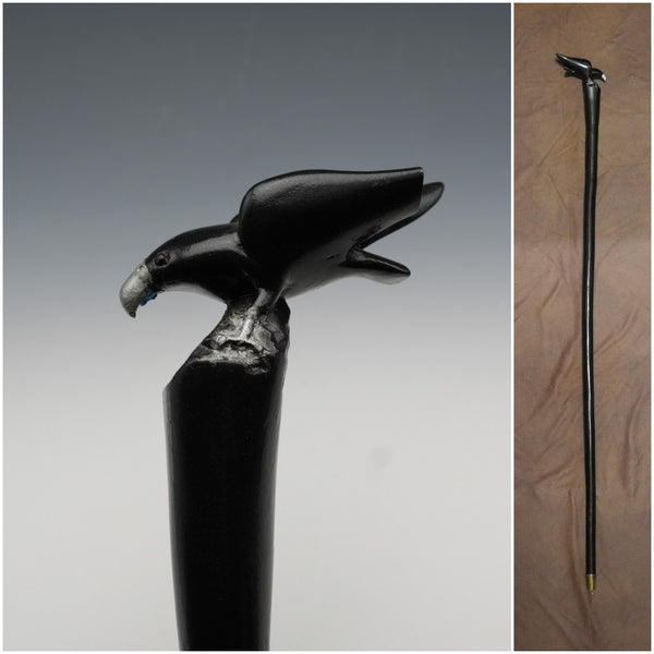 Vintage Black Shaft Blackbird Handle Cane Walking Stick 94cm