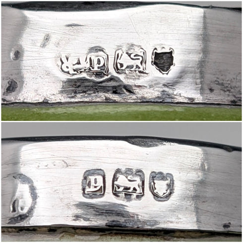 1910 British antique ceramic woman painted flower vase pair with pure silver decoration