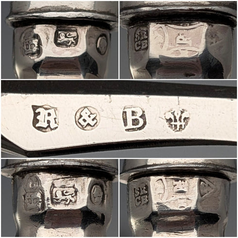 Circa 1867 British Antique Sterling Silver Handle Cutlery (6 Pairs) by Roberts & Belk