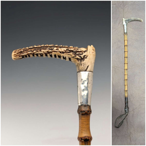 1886年 英国アンティーク 乗馬用ムチ ライディングクロップ アントラー 50cm