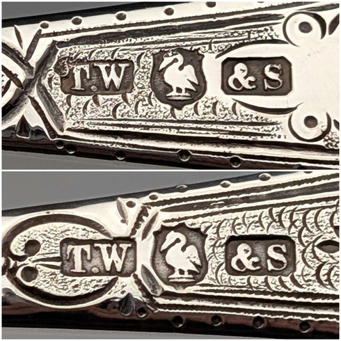 19 世紀中葉英國古董鍍銀清潔餐具一對,裝在托馬斯威爾金森 (Thomas Wilkinson) 箱中