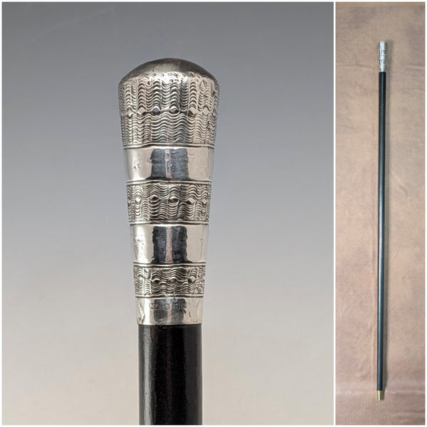 1922 年英國古董黑軸純銀圓柄手杖 91 公分女士