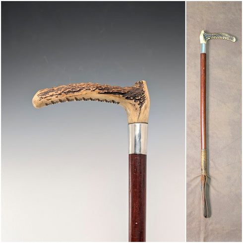 1913年 英国アンティーク 乗馬用ムチ ライディングクロップ アントラー 52cm