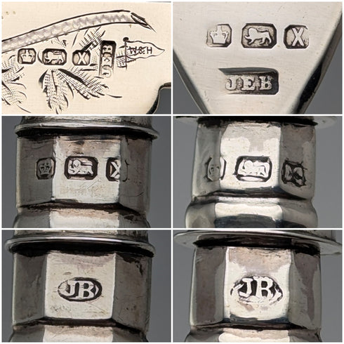 1890年 英国アンティーク 純銀製 デザートカトラリーペア 67g Walker&Hall