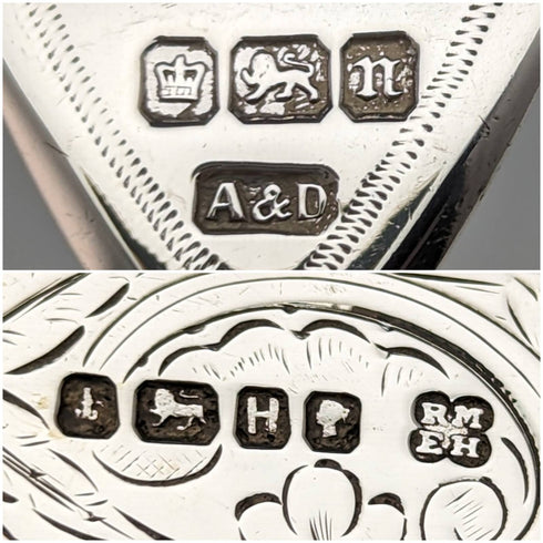 1880年頃 英国アンティーク 白蝶貝ハンドル 純銀ブレード カトラリー5ペアセット Martin Hall