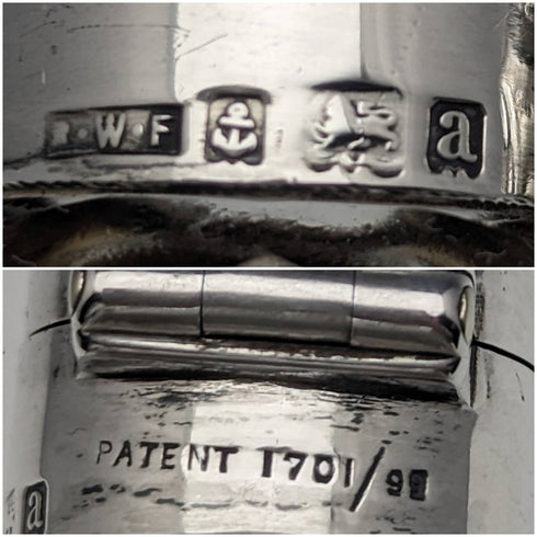 1900 年英國古董玻璃瓶純銀蓋 RW Forsyth