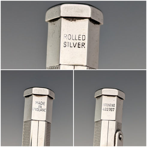 英国ヴィンテージ ヤード・オ・レッド ロールドシルバー ヘキサゴン 推進式ペンシル ケース入