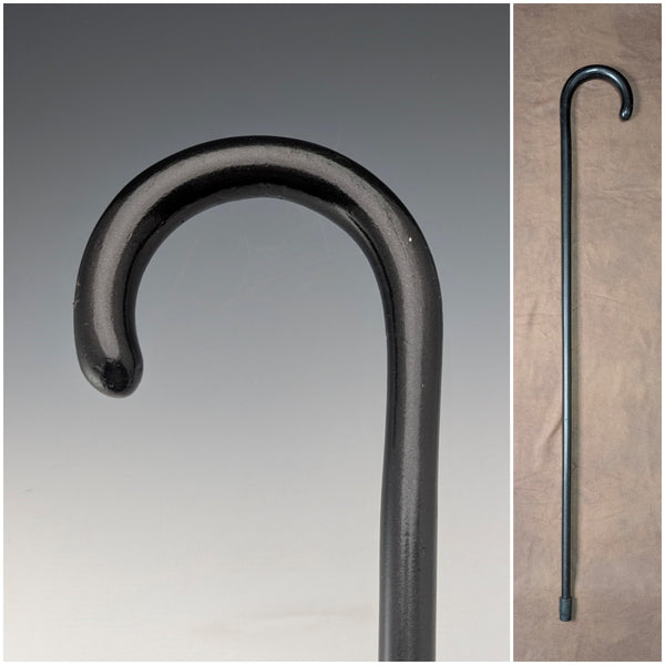 英国アンティーク ブラックシャフト 曲がりハンドル ステッキ 杖 90cm