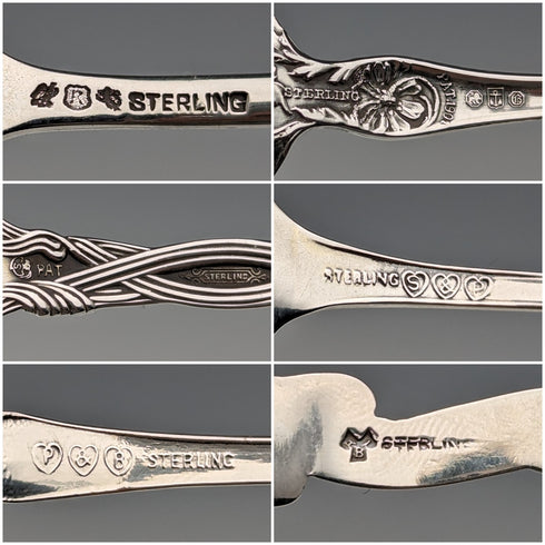 1900年頃 米国アンティーク 純銀製スーベニアスプーンx6 ティースプーンサイズ 計115g