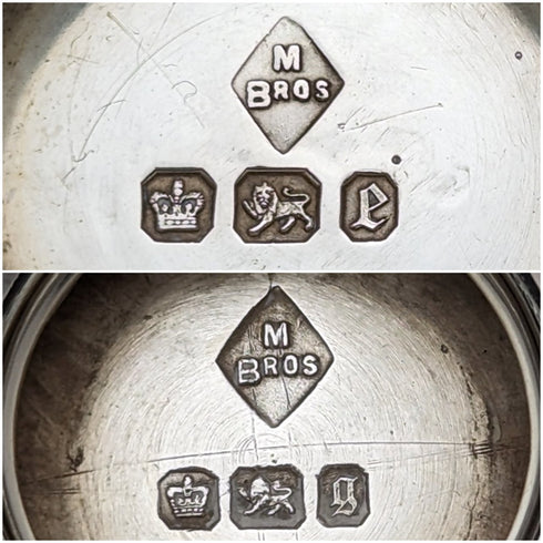 1897年 英国アンティーク 純銀製 ピアス装飾 脚付きボウル 大小ペア 計340g MAPPIN BROS