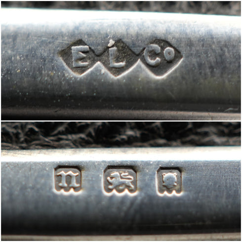 1908년 영국 앤틱 순은 장식 블랙 가죽 지갑 Edward Langridge&Co