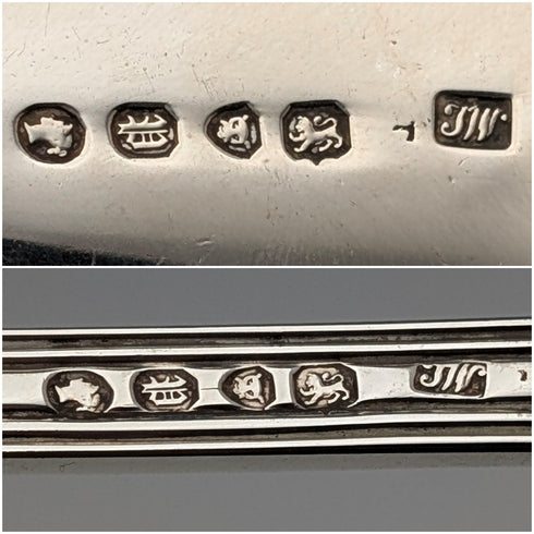 1850 年英國古董純銀魚形餐具一對,總重 314 克,John James Whiting