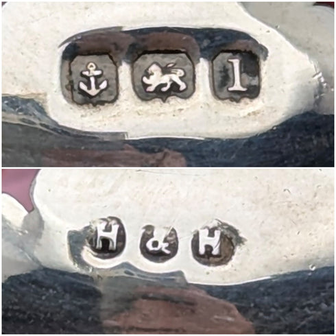 1910年 英国アンティーク クランベリーガラス 純銀蓋 シュガーキャスター Hukin&Heath