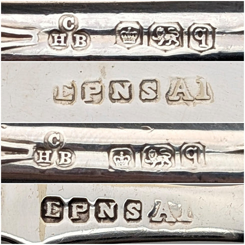 1933年 英国ヴィンテージ 純銀ハンドル フィッシュカトラリー6ペア C H Beatson