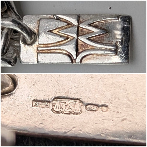 ヴィンテージ 純銀製 モダニストリンクチェーン ネックレス43cm 32g