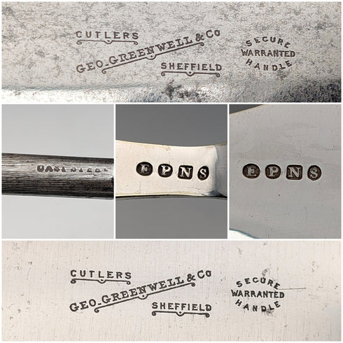 1898 年英國古董鹿角手柄 7 件套餐具套裝 William Beatson & Sons