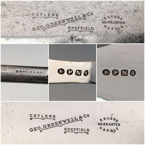 1898 年英國古董鹿角手柄 7 件套餐具套裝 William Beatson & Sons