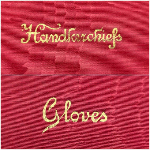 Vintage Burgundy Leather Glove & Handkerchief Case