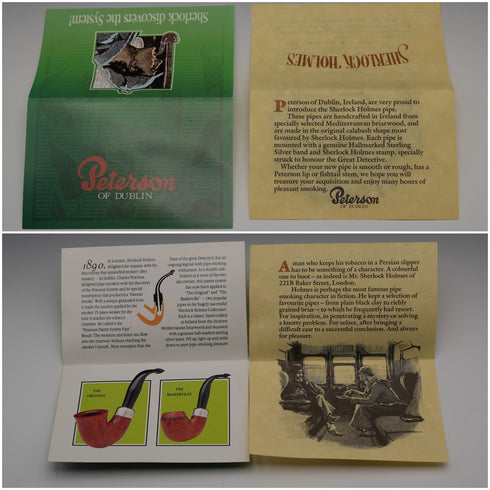Ireland Peterson's Sherlock Holmes "The Original" Bulldog Pipe Sterling Silver Decoration Full Set Mint Condition