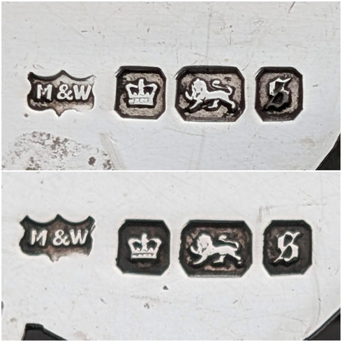1910 年英國古董純銀小底座盤一對,總重 104 克 Mappin & Webb