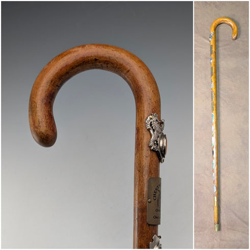 復古英國旅遊手杖 棕褐色桿 78 厘米