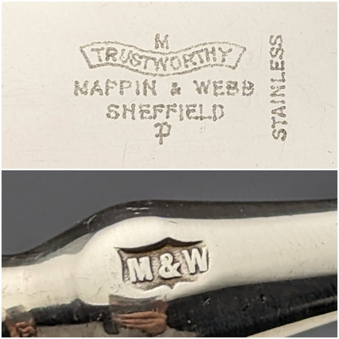 1950 年代英國復古白色珍珠手柄餐具 6 對套裝,帶盒 Mappin 和 Webb