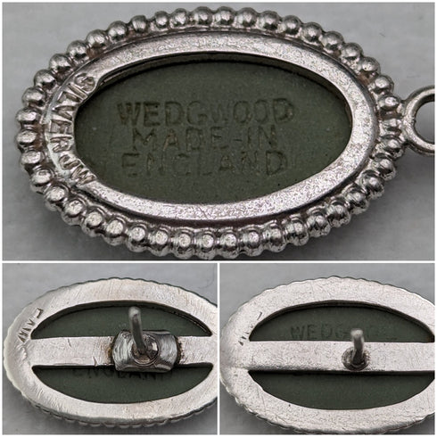 英國復古韋奇伍德純銀和綠色碧玉吊墜和耳環套裝