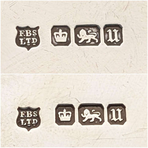 1912 年英國古董純銀 D 型餐巾環,一對,56 克,Fenton Brothers