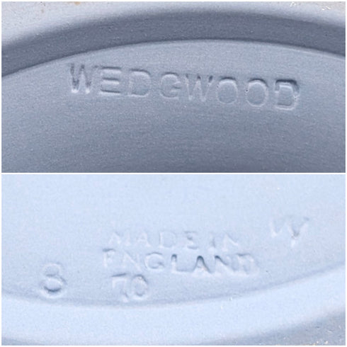 英国ヴィンテージ ウェッジウッド ジャスパーウェア製 脚付き大型ボウル ペールブルー