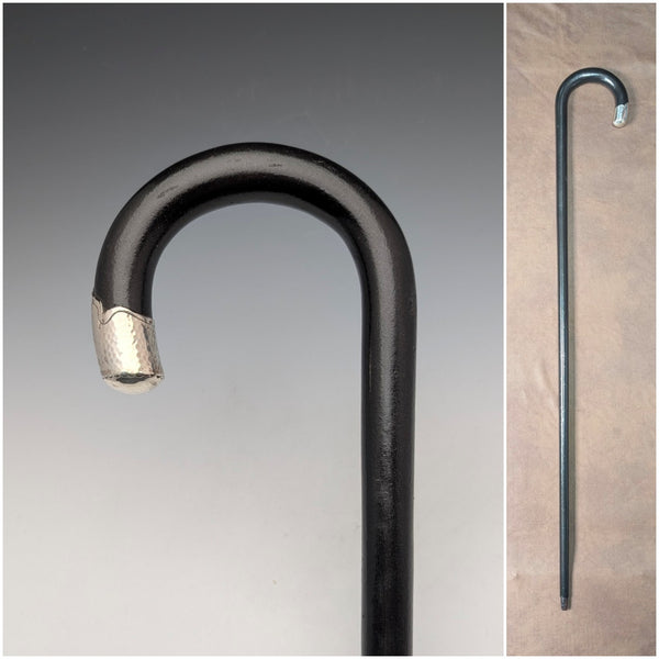 1935 英國復古黑軸彎柄純銀裝飾手杖 91 厘米