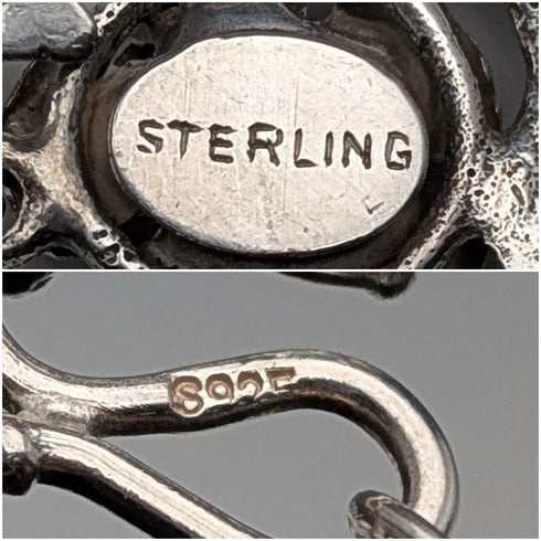 ヴィンテージ 純銀製 ローズフラワーチェーン ネックレス43cm 65g