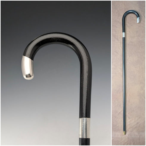 1920 年英國古董黑軸彎柄純銀裝飾手杖 84 厘米