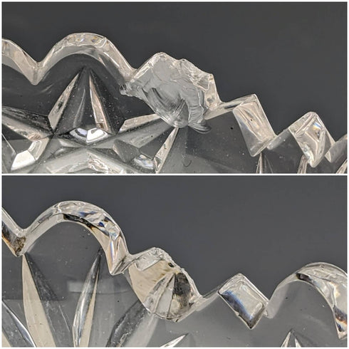 1927年 英国ヴィンテージ カットグラス ディッシュペア 純銀フォークセット CW Fletcher & Sons 箱入り