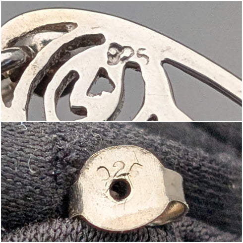 British Vintage Sterling Silver Mackintosh Rose Earrings with Case