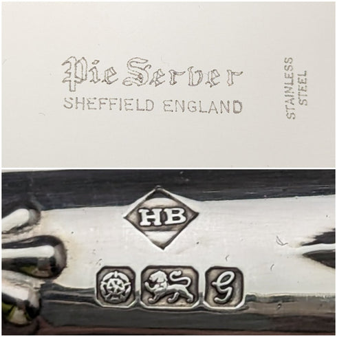 1981年 英国ヴィンテージ 純銀製ハンドル ケーキスライサー 箱入り Harrison Brothers