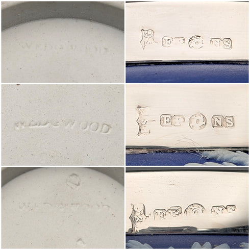 British antique Wedgwood tea set, Jasperware, Royal Blue