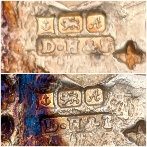 1975 British vintage sterling silver miniature pair of chairs, 21g, David Hollander & Son