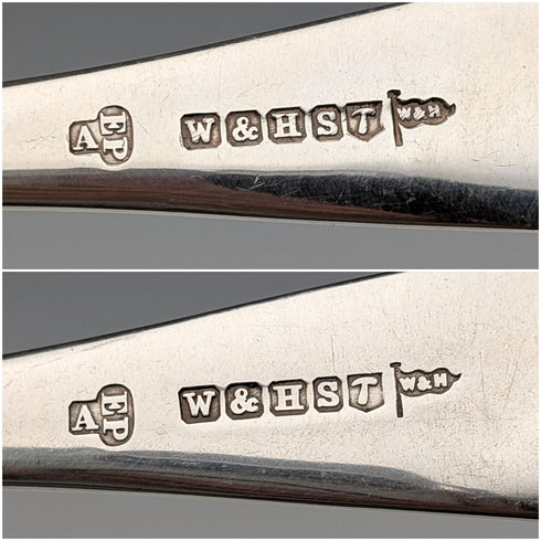 1903 年英國古董銀盤魚餐具(6 對),Walker & Hall 出品