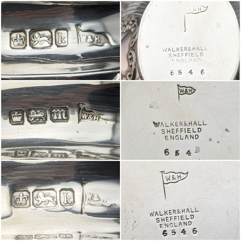 1902 年左右英國古董純銀學士茶壺 3 件套總計 540 克 Walker&Hall