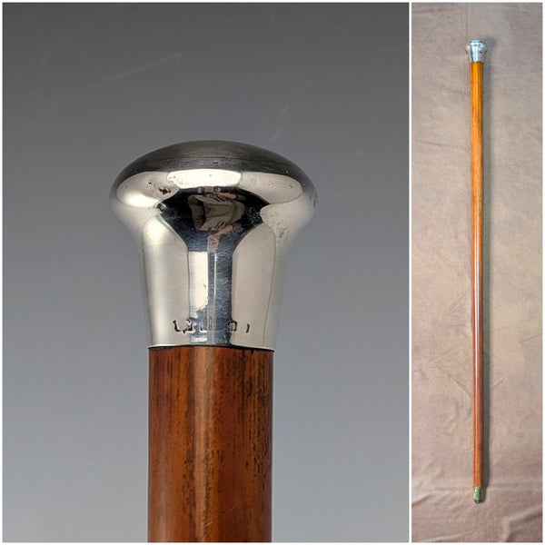 1924 年英國古董棕褐色桿純銀圓柄手杖 89 厘米