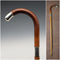 1914 British Antique Thunk Shaft Sterling Silver-Mounted Large-Curved Handle Walking Stick Cane 93 cm