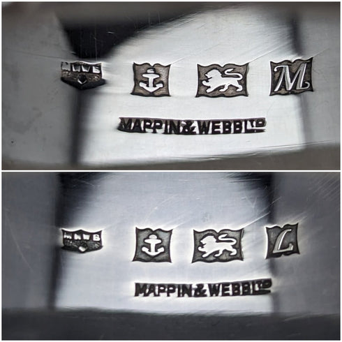 約 1960 年英國復古純銀餐巾環一對 Mappin 和 Webb 紙盒