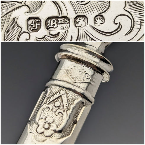 19世紀後半 英国アンティーク シルバープレート製 デザートカトラリー6ペアセット 木箱入り Fenton Brothers