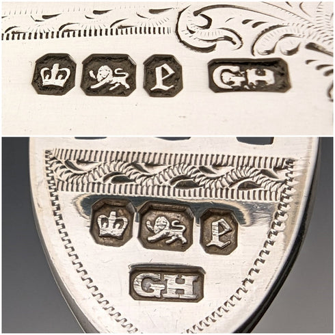 1897 年英國古董白色珍珠手柄和純銀刀片甜點餐具套裝哈里森兄弟木盒裝