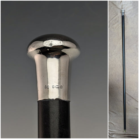 1924 年英國復古男手杖純銀圓柄黑軸 91.5 厘米