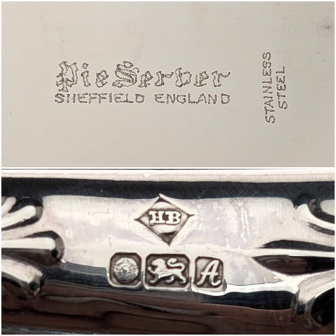 1975年英國復古純銀手柄蛋糕切片器,帶盒,Harrison Brothers出品