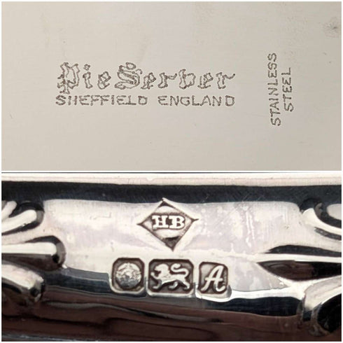 1975年 英国ヴィンテージ 純銀製ハンドル ケーキスライサー 箱入り Harrison Brothers