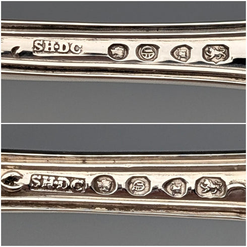 1849 British antique sterling silver christening cutlery pair, 128g total, case included, Samuel Hayne & Dudley Caterer